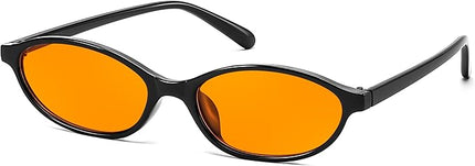 FEISEDY Retro Oval Cat Eye Sunglasses for Women 90s Narrow Lightweight Shades Y2k Trendy Sunnies B0257