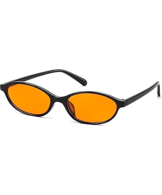 FEISEDY Retro Oval Cat Eye Sunglasses for Women 90s Narrow Lightweight Shades Y2k Trendy Sunnies B0257