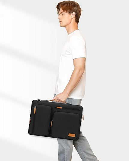 MOSISO 360 Protective Laptop Shoulder Bag,17-17.3 inch Computer Bag Compatible with MacBook, HP, Dell, Lenovo, Asus Notebook,Side Open Messenger Bag with 4 Zipper Pockets&Handle, Black