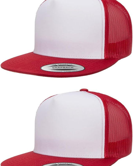 Yupoong 5-Panel YP Classic Trucker Cap | High Profile Flat Visor Snapback | OSFM | Bulk Packs Available