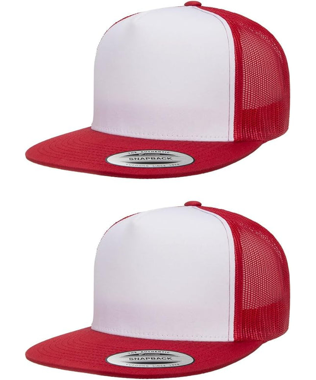 Yupoong 5-Panel YP Classic Trucker Cap | High Profile Flat Visor Snapback | OSFM | Bulk Packs Available