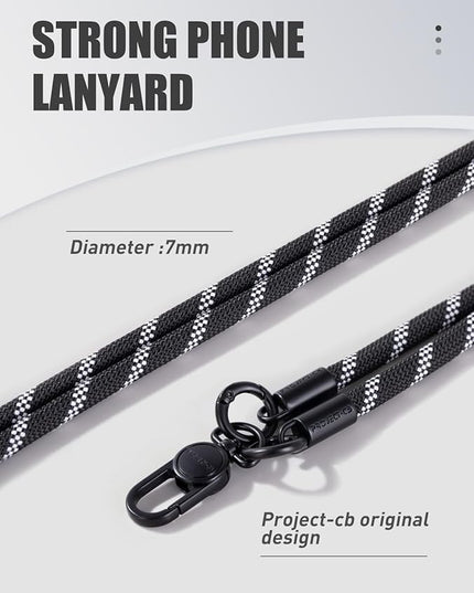 project-cb Phone Lanyard×1,Phone Tether Tab×2,Cell Phone Lanyards for Around the Neck,Rope Lanyard,Universal Adjustable Phone Strap Crossbody,Cell Phone Chain(Blackshadow)