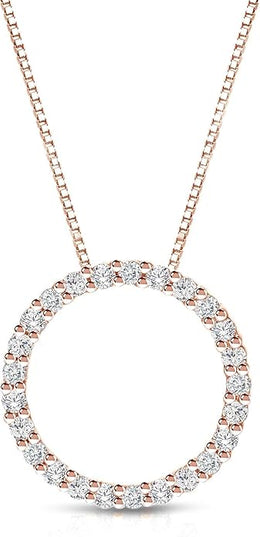 Diamond Wish 1/6 to 1 Carat Diamond Circle of Life Round Pendant Necklace for Women in 14k Gold (I1-I2, cttw) on 18 Inch Long Chain with Spring Ring Clasp