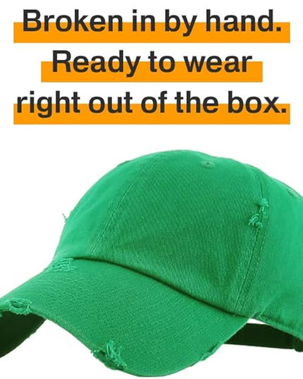 KBETHOS Vintage Washed Distressed Cotton Dad Hat Baseball Cap Adjustable Polo Trucker Unisex Style Headwear
