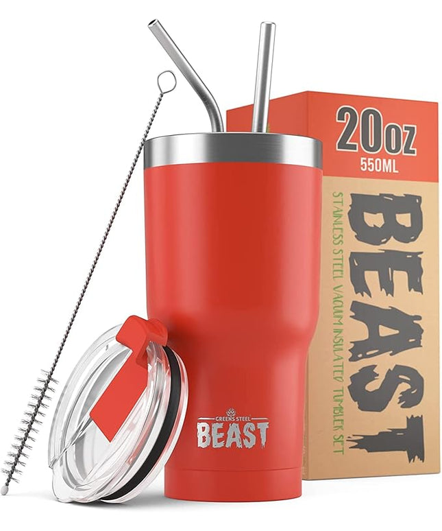 Beast 20 oz Tumbler Stainless Steel Vacuum Insulated Coffee Ice Cup Double Wall Travel Flask (Ladybug Red)