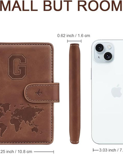 Passport Holder Wallet Cover Personalized Letter A-Z Travel Wallet RFID Blocking Passport Cover Wallet Case for Travel Passport Book Holders for Women and Men, Brown-G