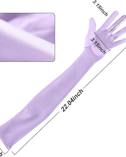 Lansian Long Opera Party Gloves for Women 1920s 20s Satin Gloves Costumes Elbow Length Bridal Evening Dress, 21 inches