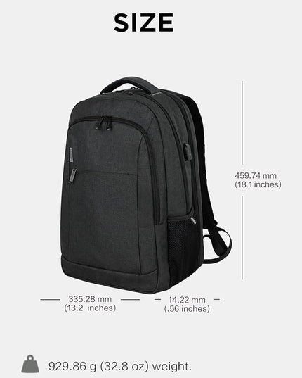 Lenovo B325 Laptop Backpack 35L – Anti-Theft, Water-Resistant, USB Charging Port, Fits 16-Inch Laptops, 2 Compartments, Luggage Strap, Travel Backpack for Work, School, Men & Women, Black