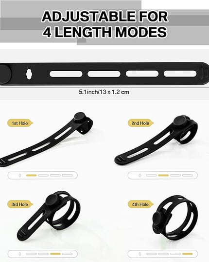 42 Pcs Silicone Cable Ties Reusable Cord Straps Multipurpose Elastic Cable Organizer for Bundling Fastening Earphone Phone Charger Home Office School (Black)