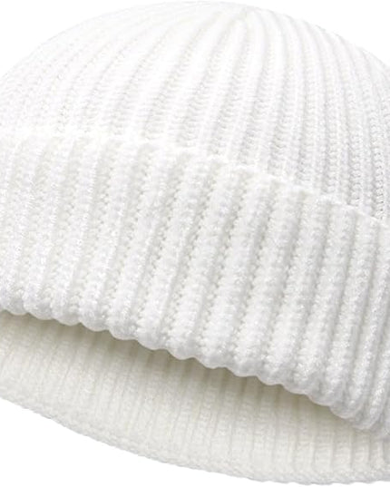 Wool Fisherman Beanies for Men Women Short Cuff Knit Beanie Winter Warm Hats Trawler Hat Stylish Watch Cap