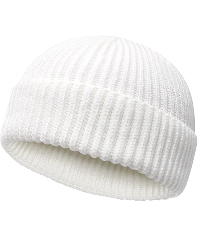 Wool Fisherman Beanies for Men Women Short Cuff Knit Beanie Winter Warm Hats Trawler Hat Stylish Watch Cap