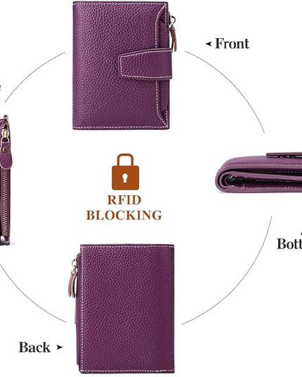 FALAN MULE Small Wallet for Women Leather Bifold Compact RFID Blocking Small Womens Wallet Purse