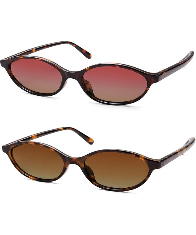 Retro Oval Cat Eye Sunglasses for Women Y2k Trendy Narrow Sunnies Designer Sun Glasses AR82253