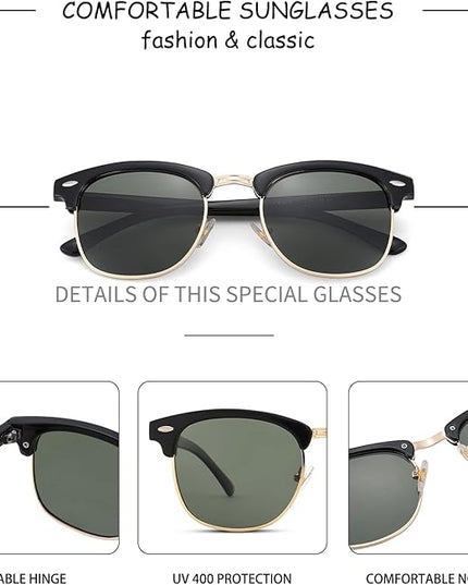 Pro Acme Semi-Rimless Polarized Sunglasses UV 400 Protection for Women Men
