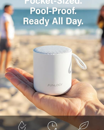 Portable Mini2 Bluetooth Speaker, Wireless Portable Speaker with Deep Bass, IPX7 Waterproof, TWS Stereo Pairing, Built-in Mic, Small Speaker for Shower, Outdoor, Travel, White
