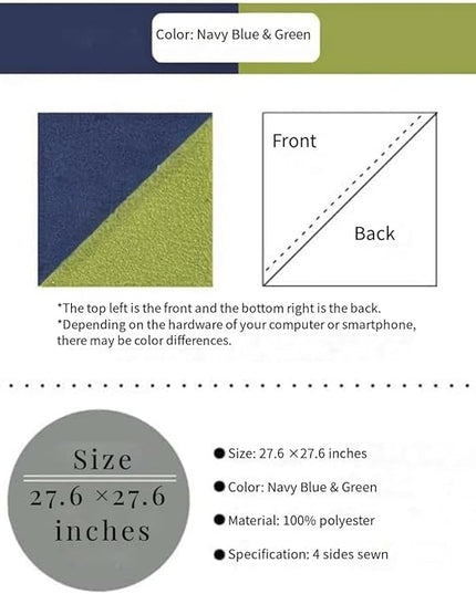 Vtrbwze Furoshiki Japanese Wrapping Cloth,Eco Gift Wrap Paper,Reversible Solid Color,27.6 inches Large Reusable Bento Bag Placemats for Lunch Boxes Eco-bag Christmas Birthday Gift (Navy Blue + Green)