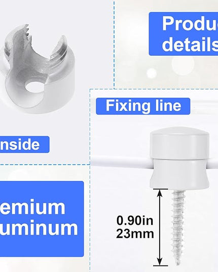 3 Sets Charger Holders for Cords, White Adjustable Cable Anchor Holders, Adhesive Metal Cord Clips, Cable Management Wire Organizers for Desk, Office, Nightstand
