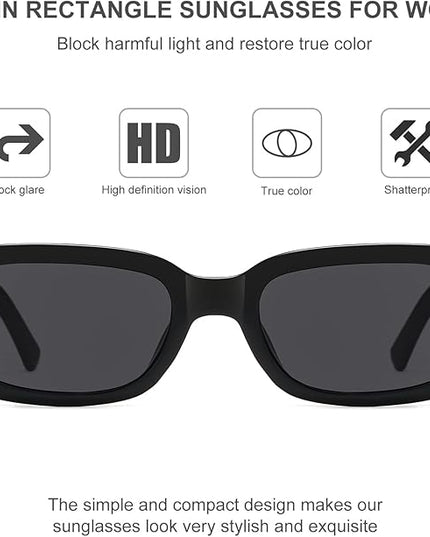 JASPIN Rectangle Sunglasses for Women Men Trendy Y2k Retro 90s Sun Glasses UV Protection Cool Square Frame