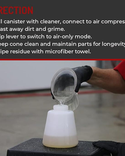 HI-TECH Vortex I Air Cleaning Gun – Deep Cleans Auto Interiors & Exteriors – Compressed Air Powered – Car Detailing Tool for Dirt, Dust, Grime & Stains