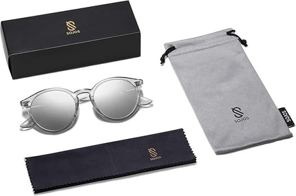 SOJOS Retro Round Polarized Sunglasses for Women Men Classic Vintage Sunnies SJ2069