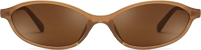 FEISEDY Retro Oval Cat Eye Sunglasses for Women 90s Narrow Lightweight Shades Y2k Trendy Sunnies B0257