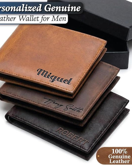 Custom Wallet for Men - Personalized Gift for Your Son, Dad, Lover, Valentine, Birthday, Father's Day, Grandfather, Anniversary, Christmas - Premium Wallet with Names Engraved in Stylish Fonts