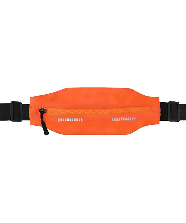 Slim Running Belt For Men and Women Waist Fanny Pack Phone Holder Pouch Bag Reflective Zipper Pocket Workout Cycling Fitness Orange