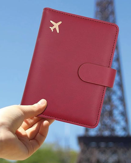 Melsbrinna Premium Leather Passport Holder Covers Case, Waterproof Rfid Blocking Travel Wallet Passport Holder with Pen Holder, Cute Passport Book for Women/Men
