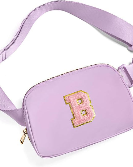 Gitus Initial Belt Bag Fanny Pack Crossbody Bag for Girls Birthday Gifts Age 8-10 Teen Girl Gifts Trend Stuff Personalized Letter Gifts for Daughter Sister (Lavender-B)