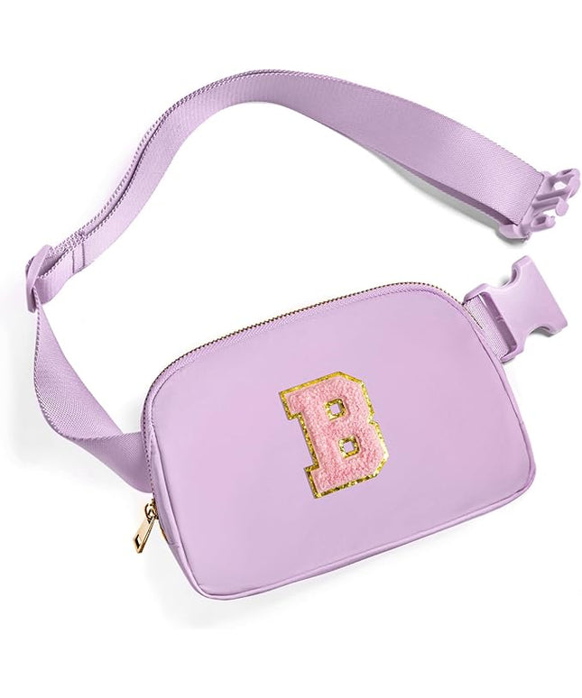 Gitus Initial Belt Bag Fanny Pack Crossbody Bag for Girls Birthday Gifts Age 8-10 Teen Girl Gifts Trend Stuff Personalized Letter Gifts for Daughter Sister (Lavender-B)