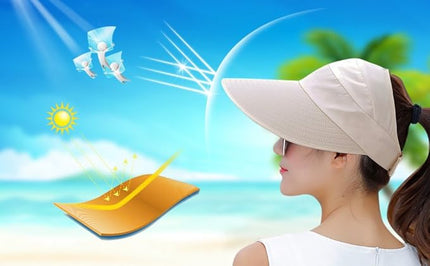 HINDAWI Sun Hats for Women Wide Brim UV Protection Sun Hat Summer Beach Packable Visor