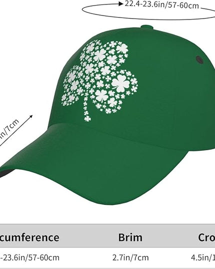 St. Patrick's Day Baseball Cap, Irish Green Clover Trucker Hat for Men Women, Fashion Adjustable Sun Visor Dad Hat