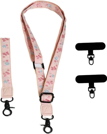 Adjustable Lanyard for Phone, Camera, Name Tags, ID card, Keychain and Wristlet Straps with 2 phone pads(Black)