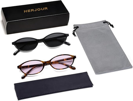Retro Oval Cat Eye Sunglasses for Women Y2k Trendy Narrow Sunnies Designer Sun Glasses AR82253