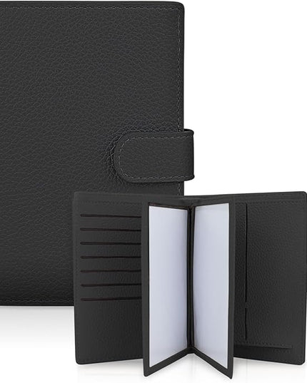 FuninCrea Family Passport Holder for 4 with 22 Card Slots, Faux Leather Passport Holder for Travel Multifunctional Portable Travel Wallet Womens (Black)