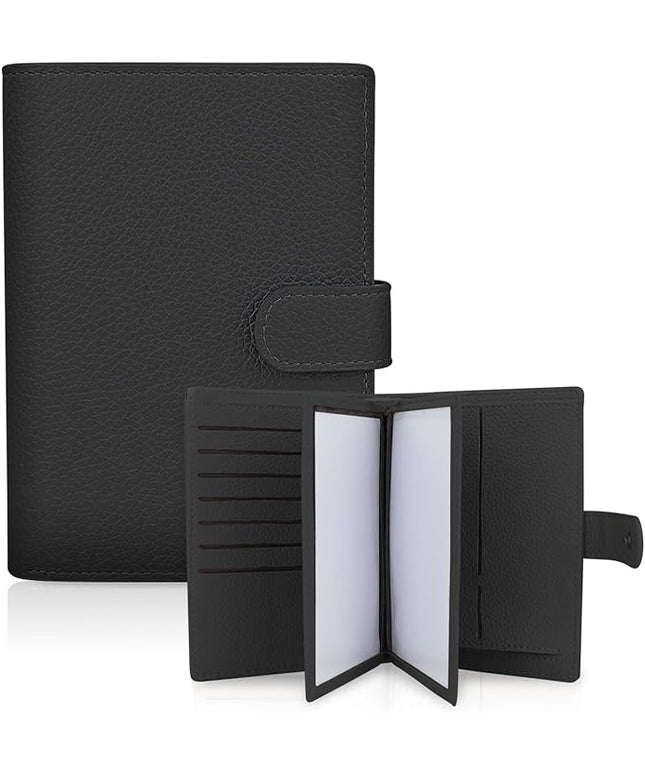 FuninCrea Family Passport Holder for 4 with 22 Card Slots, Faux Leather Passport Holder for Travel Multifunctional Portable Travel Wallet Womens (Black)