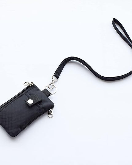 Minimalist RFID Blocking Small Wallet with ID Window,WaterResistant Zip Id Case Wallet with Lanyard Keychain for Cards,Cash,Travel,Women,Men