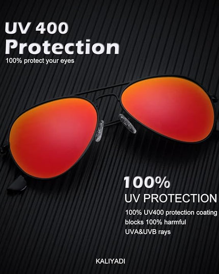 KALIYADI Classic Aviator Sunglasses for Men Women Driving Sun glasses Polarized Lens UV Blocking