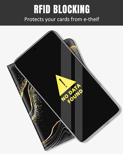 Rimilak Passport Holder, RFID Blocking Passport Cover Wallet Travel Essentials, Leather Travel Air Ticket Documents Organizer Protector for Women and Men, Gold Marble
