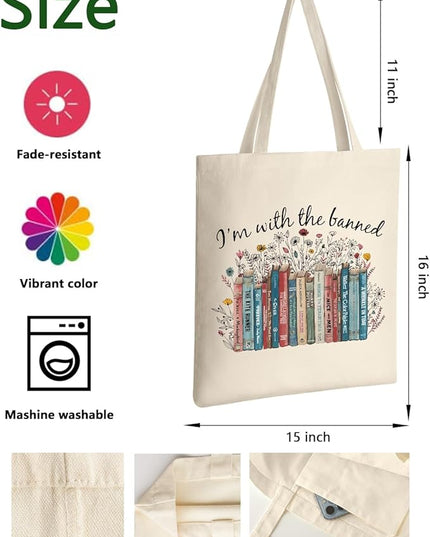 AUSVKAI Canvas Tote Bag Aesthetic for Women, Cute Cloth Cotton Bags for College Shopping Beach Grocery and Trendy Gifts