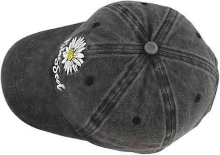 MANMESH HATT Embroidered Daisy Blessed Hat for Women Men, Adjustable Vintage Washed Cotton Christian Baseball Cap