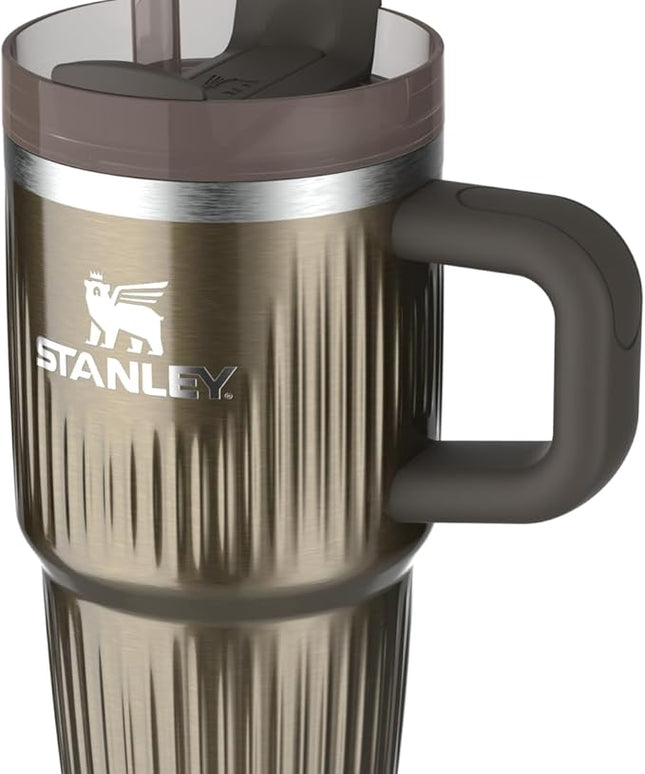 STANLEY Quencher H2.0 Tumbler with Handle and Straw 20 oz | Flowstate 3-Position Lid | Cup Holder Compatible for Travel | Insulated Stainless Steel Cup | BPA-Free | Fluted Gunmetal Shine