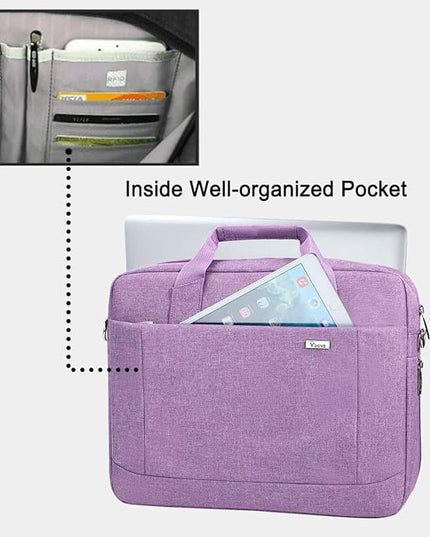 Voova Laptop Bag Case 15 15.6 16 Inch, Computer Sleeve Messenger Bag with Shoulder Strap Expandable Waterproof Business Briefcase for Men Women to Work Travel School, Fit 14-16 Inch Laptop, Lavender