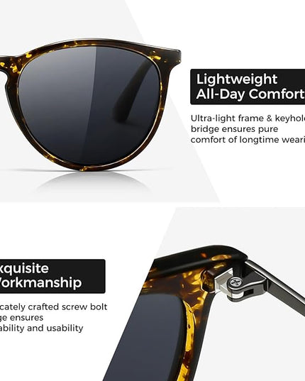 SUNGAIT Premium Vintage Round Sunglasses for Women Men Classic Retro Trendy Style