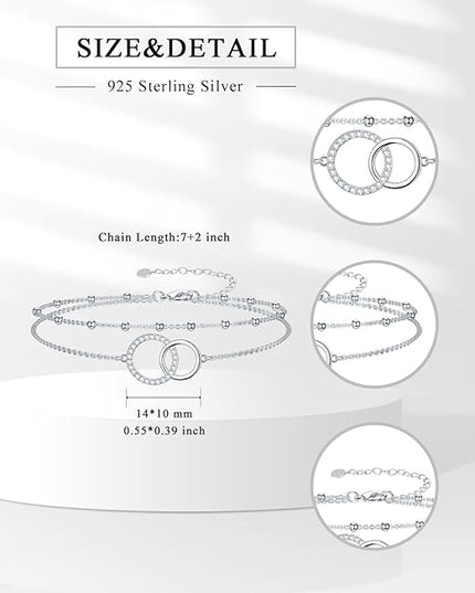 Dorunmo 925 Sterling Silver Infinity Heart Cross Circle Evil Eye Anklet Bracelets for Women Mother's Day Jewelry for Wife Girlfriend Mom Her