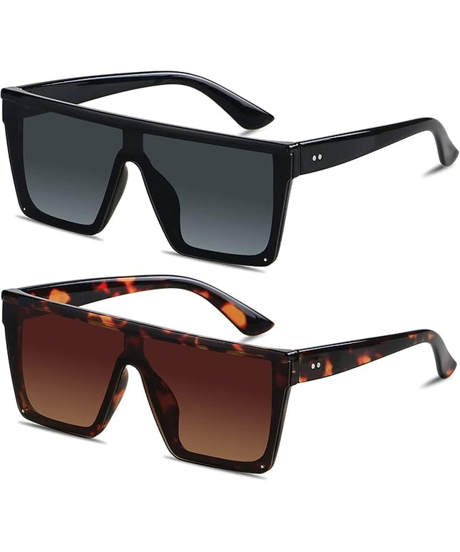 LYZOIT Square Oversized Sunglasses for Women Men Big Flat Top Fashion Shield Large UV Protection Rimless Shades