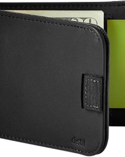 Distil Union Wally 5.0 RFID Wallet - No ID Window - Slim Bifold Wallet for Men with Money Clip, Premium Leather – Minimalist RFID Card Holder - Holds 14 Cards & 30 Bills - Black