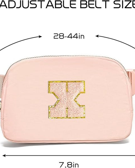 Gitus Gifts for 8 9 10 11 12 Year Old Girls Belt Bag Fanny Pack Crossbody Bags with Initial Letter Patch Cute Stuff Birthday Gifts for Teen Girls Women Personalized Trend Stuff (Coral Pink-X)