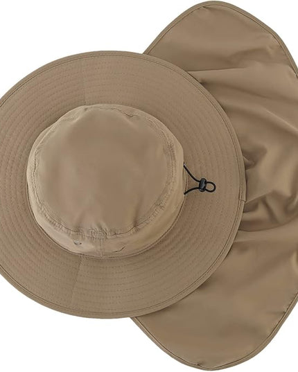 Home Prefer UPF50 Mens Sun Hat with Neck Flap Quick Dry UV Protection Cap Womens Wide Brim Fishing Hat Neck Flap Beach Garden