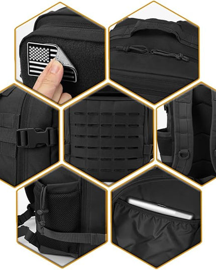 QT&QY 25L/45L Military Tactical Backpack For Men Molle Daypack 3 Day Bug Out Bag Hiking Rucksack With Bottle Holder